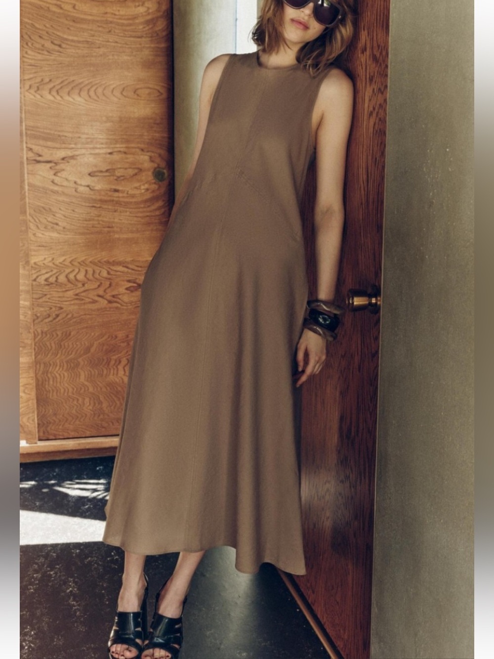 Zara Taupe Sleeveless Maxi Dress